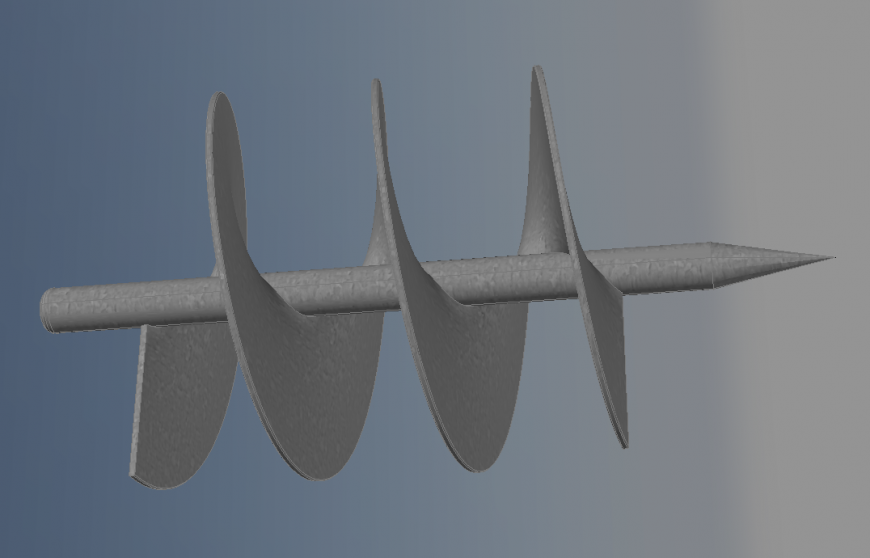 Screw conveyor with shaft 3d design with mechanical block dwg file 